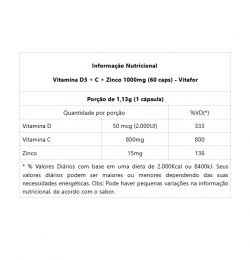 Vita D3 + Vit C + Zinco (60 caps)